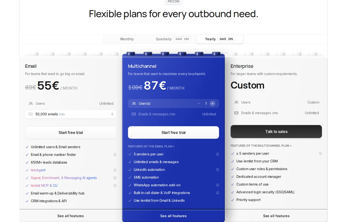 Lemlist plans and allowances