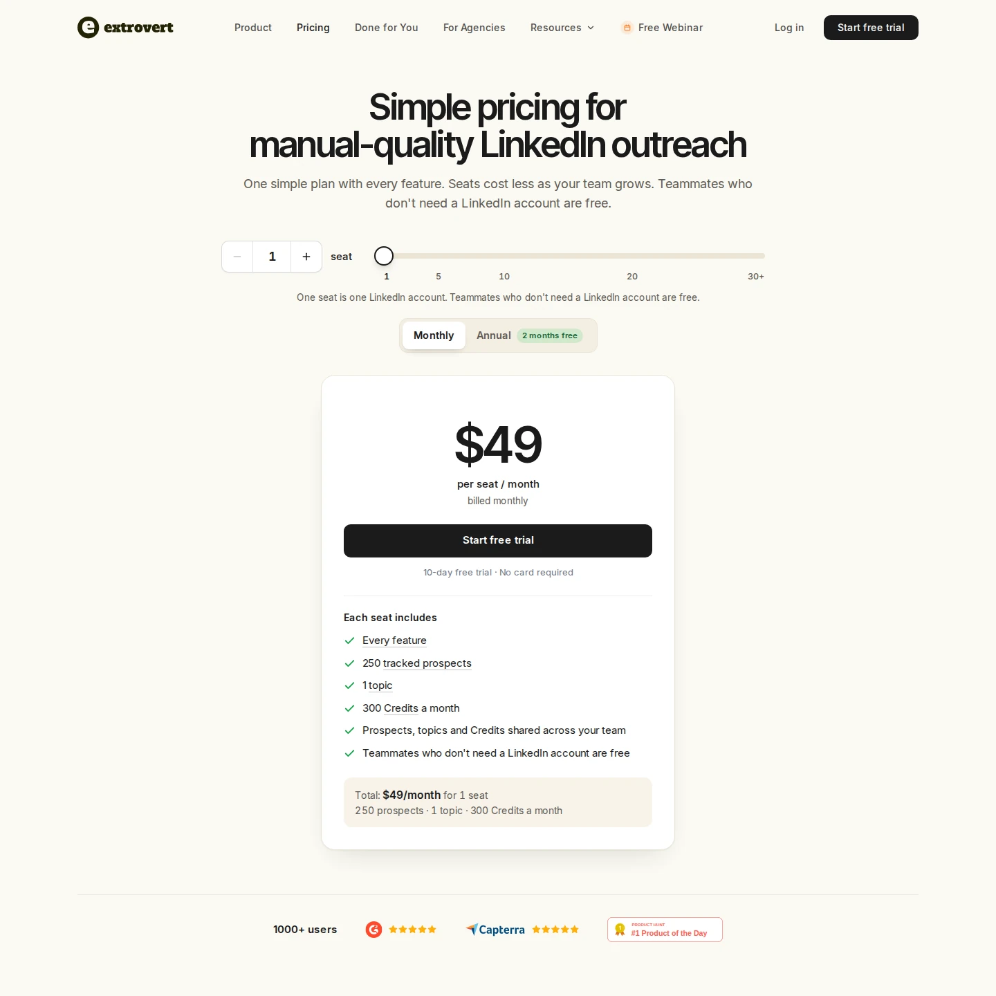 Extrovert official pricing and plans