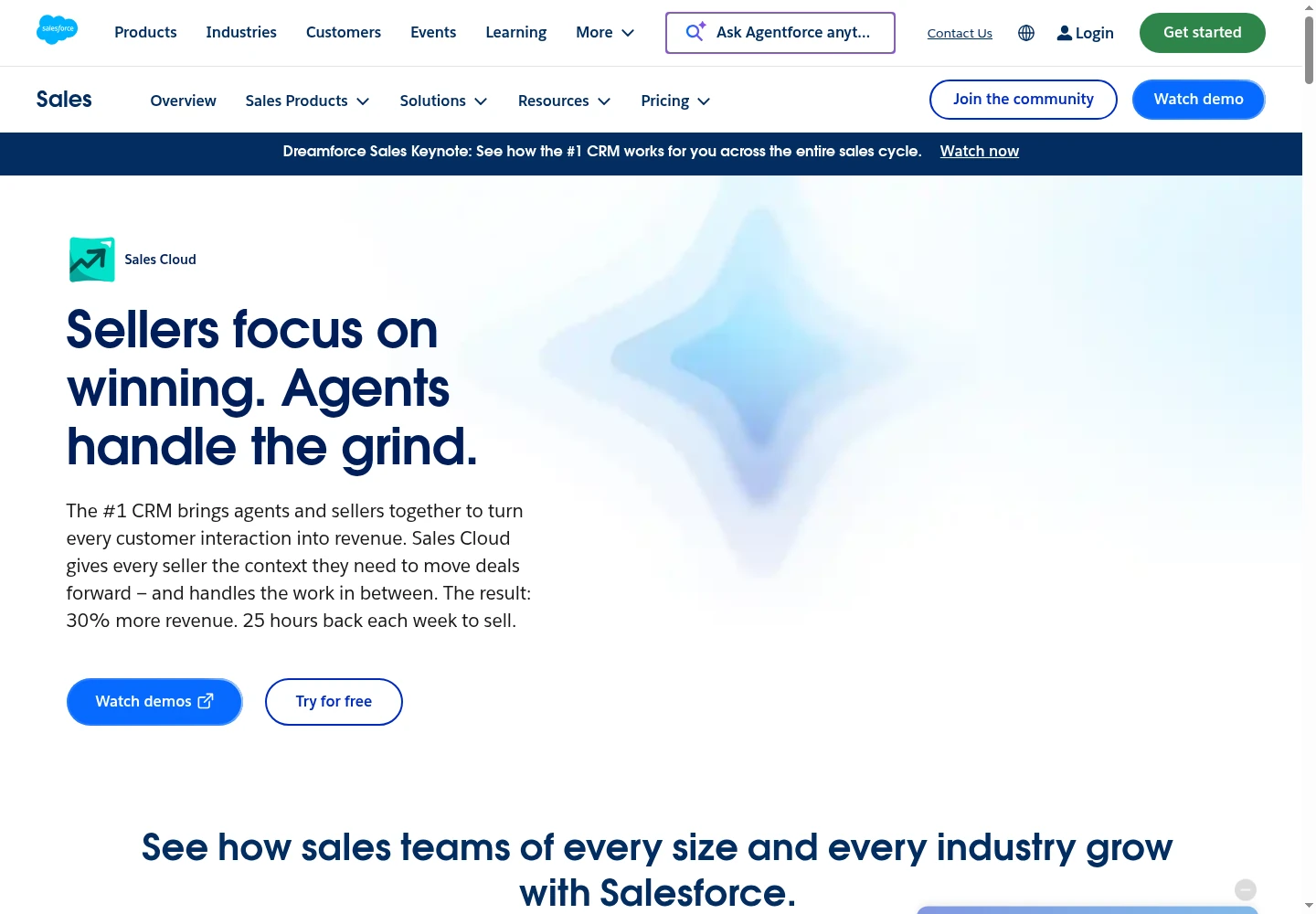 Salesforce Sales official product homepage hero