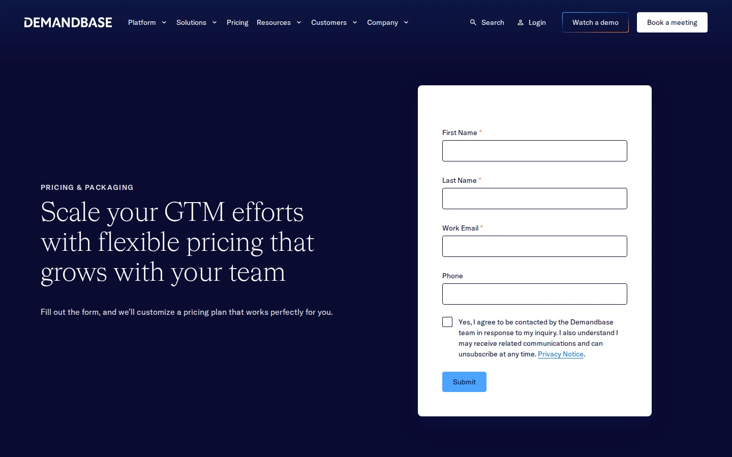 Demandbase complete useful pricing section