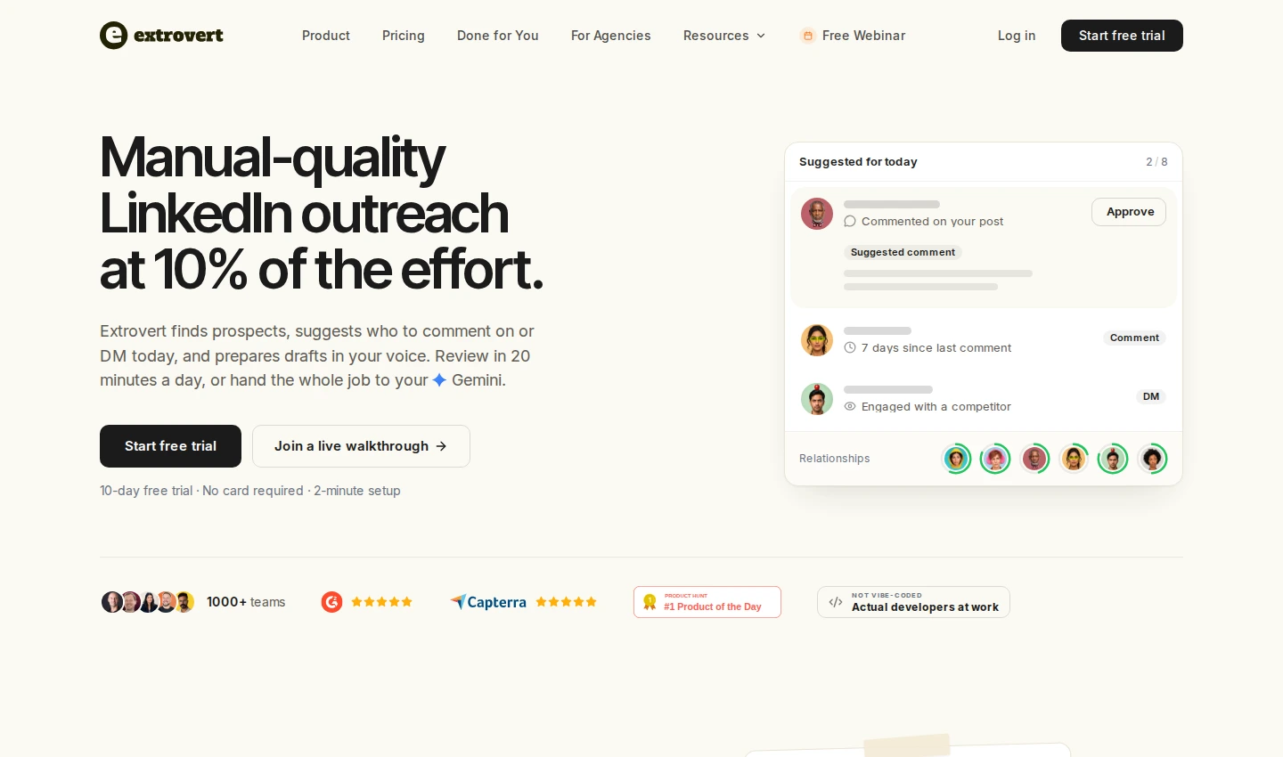 Extrovert official homepage for LinkedIn engagement