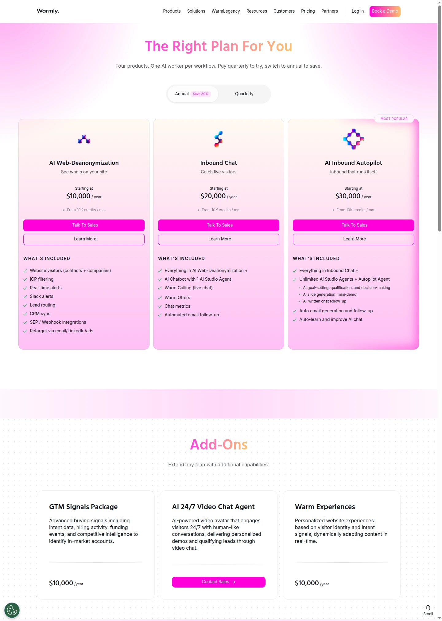 Warmly complete useful pricing section