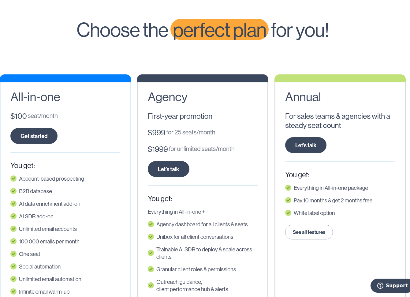 Skylead pricing showing All-in-one and first-year agency promotion