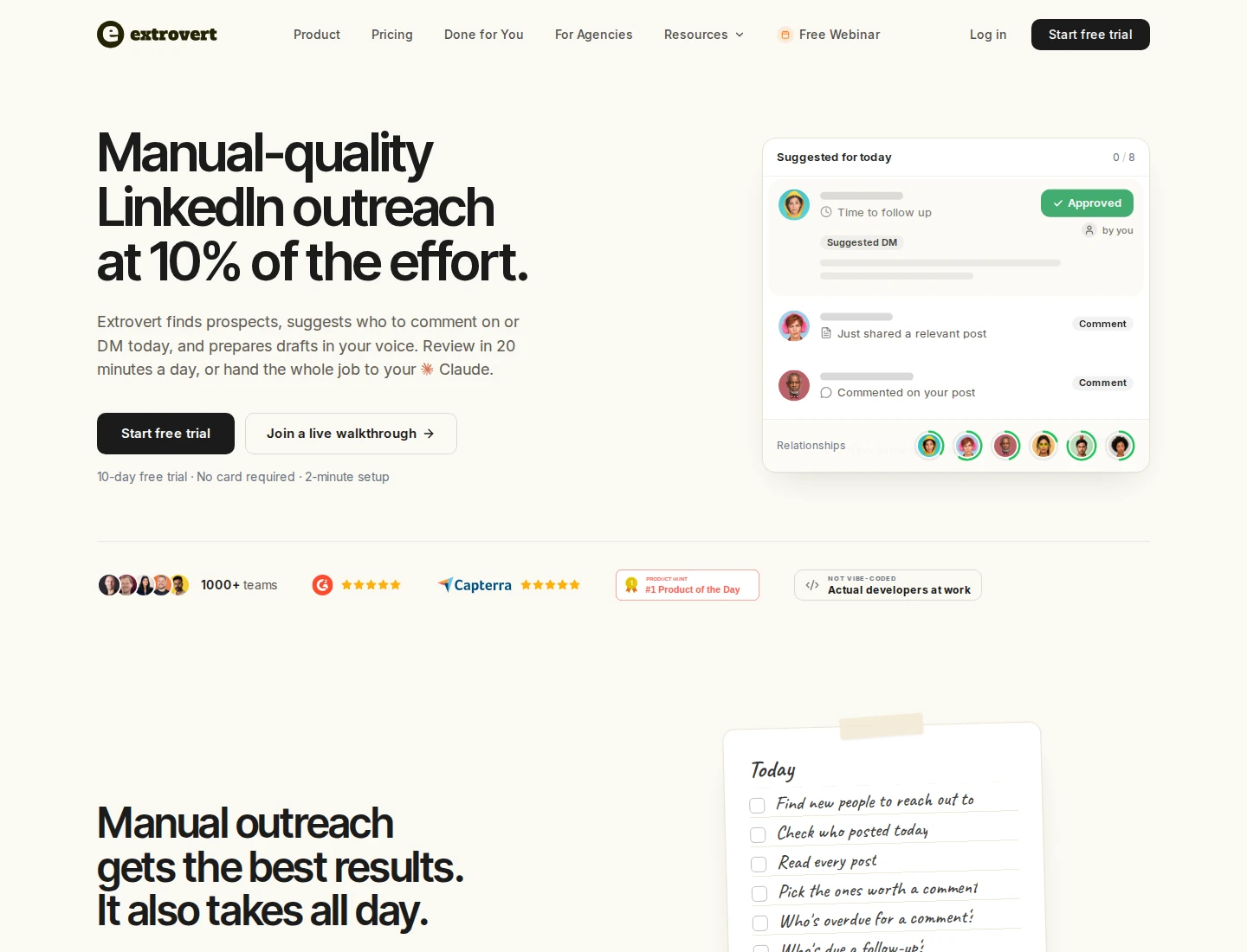 Extrovert helps sales teams find relevant next conversations on LinkedIn.