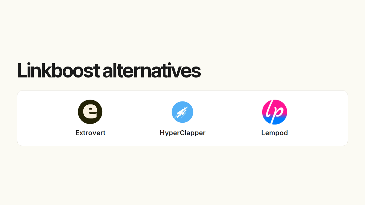 Linkboost alternatives with official Extrovert, HyperClapper and Lempod marks
