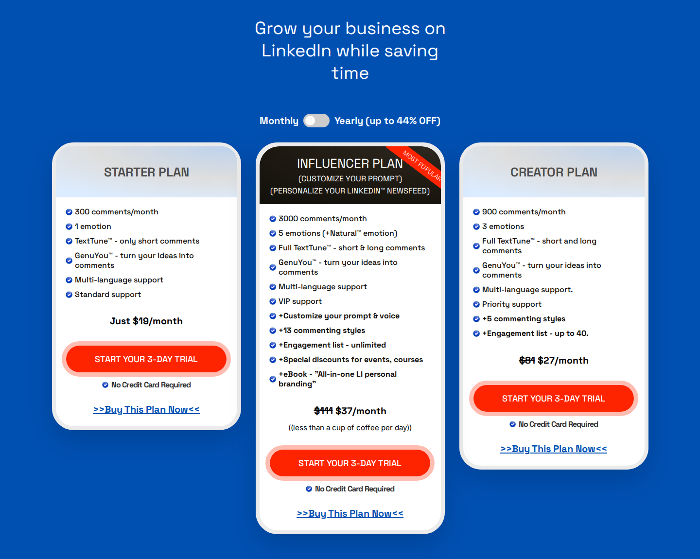 Commenter AI pricing: complete relevant plans and billing context.