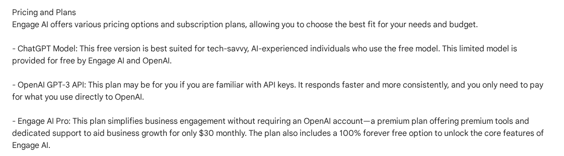 Engage AI copilot pricing from its official extension listing; Community subscriptions are separate.