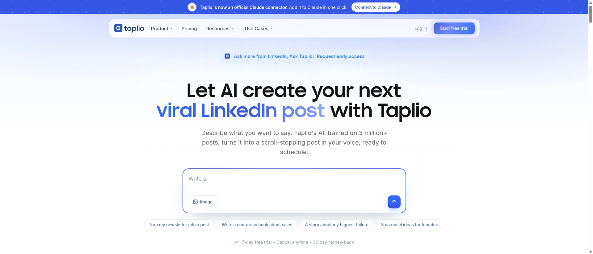 Taplio LinkedIn publishing workspace