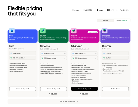 Clay official pricing section