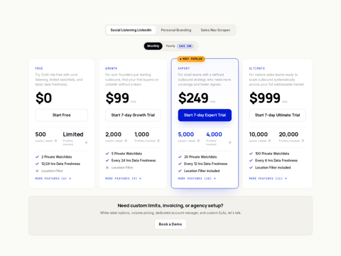OutX official pricing section