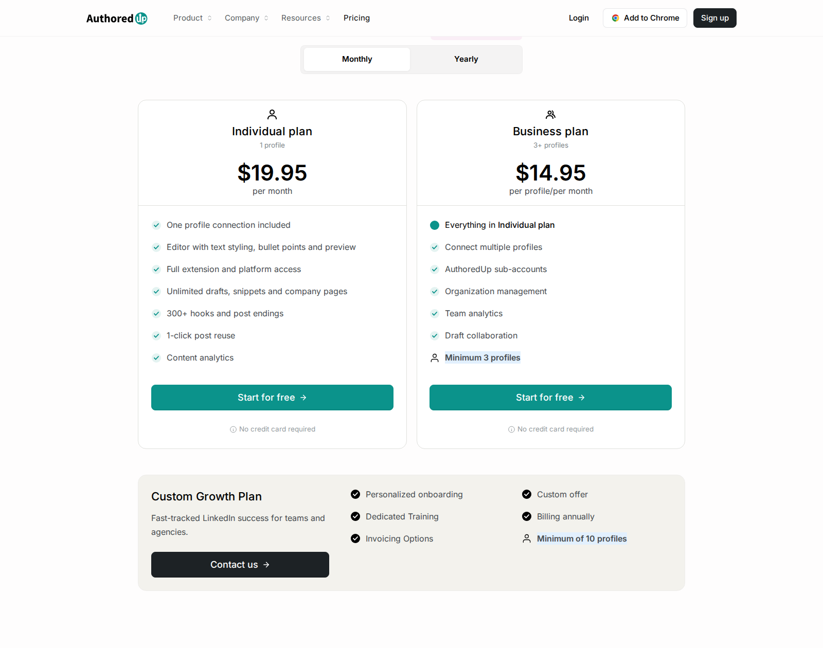 AuthoredUp pricing and billing context