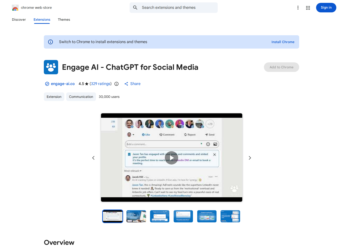 Engage AI official Chrome Web Store listing