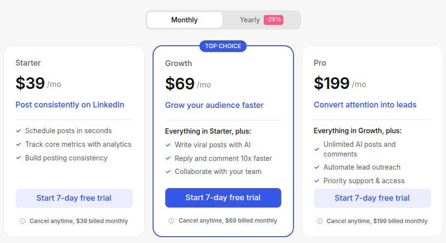 Taplio pricing and billing context