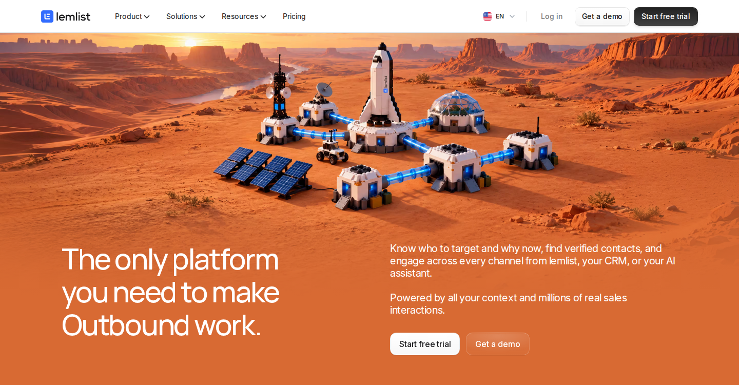 lemlist official page presenting signal-led multichannel outbound