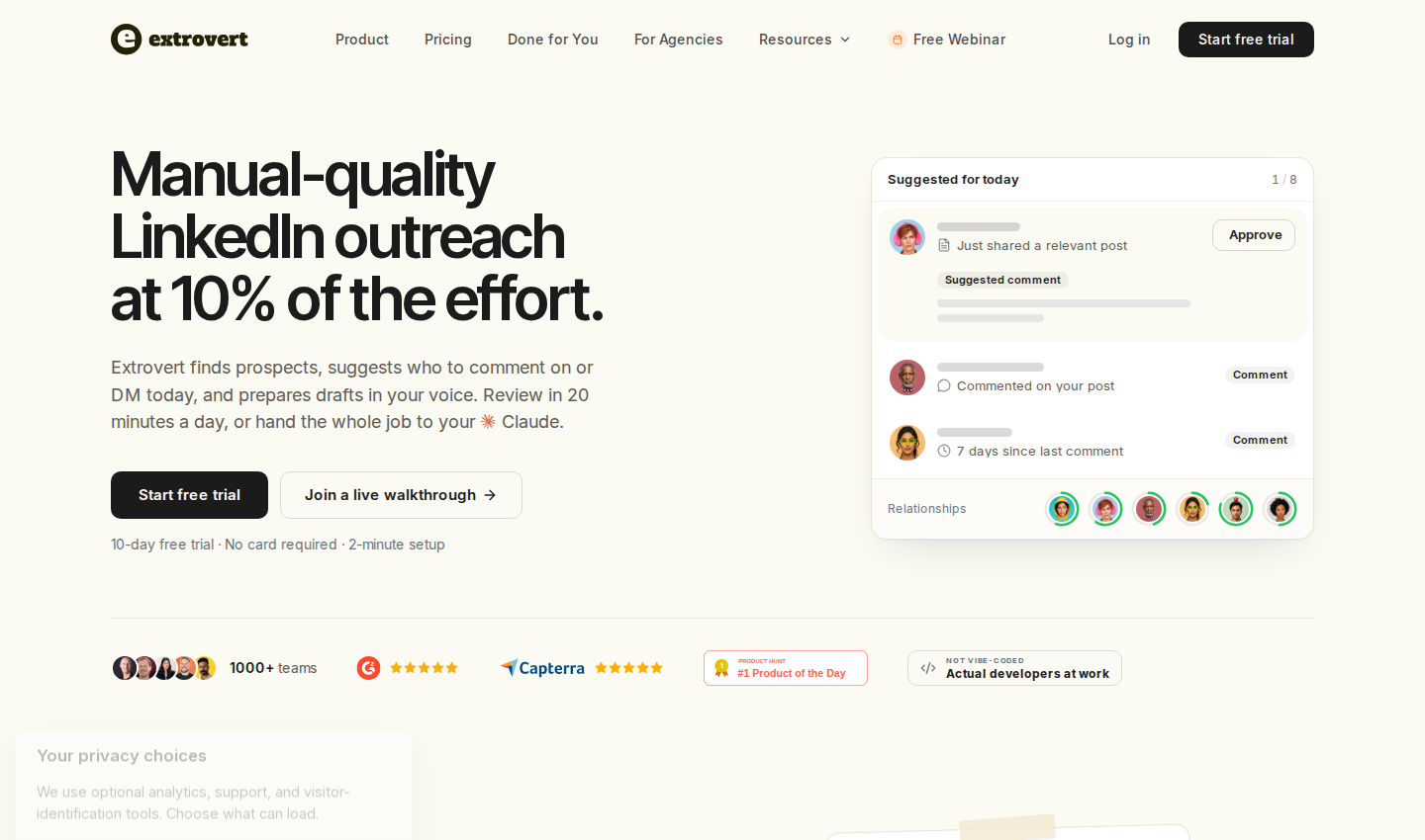 Extrovert official homepage hero