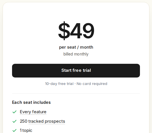 Extrovert pricing: $49 per connected LinkedIn account monthly