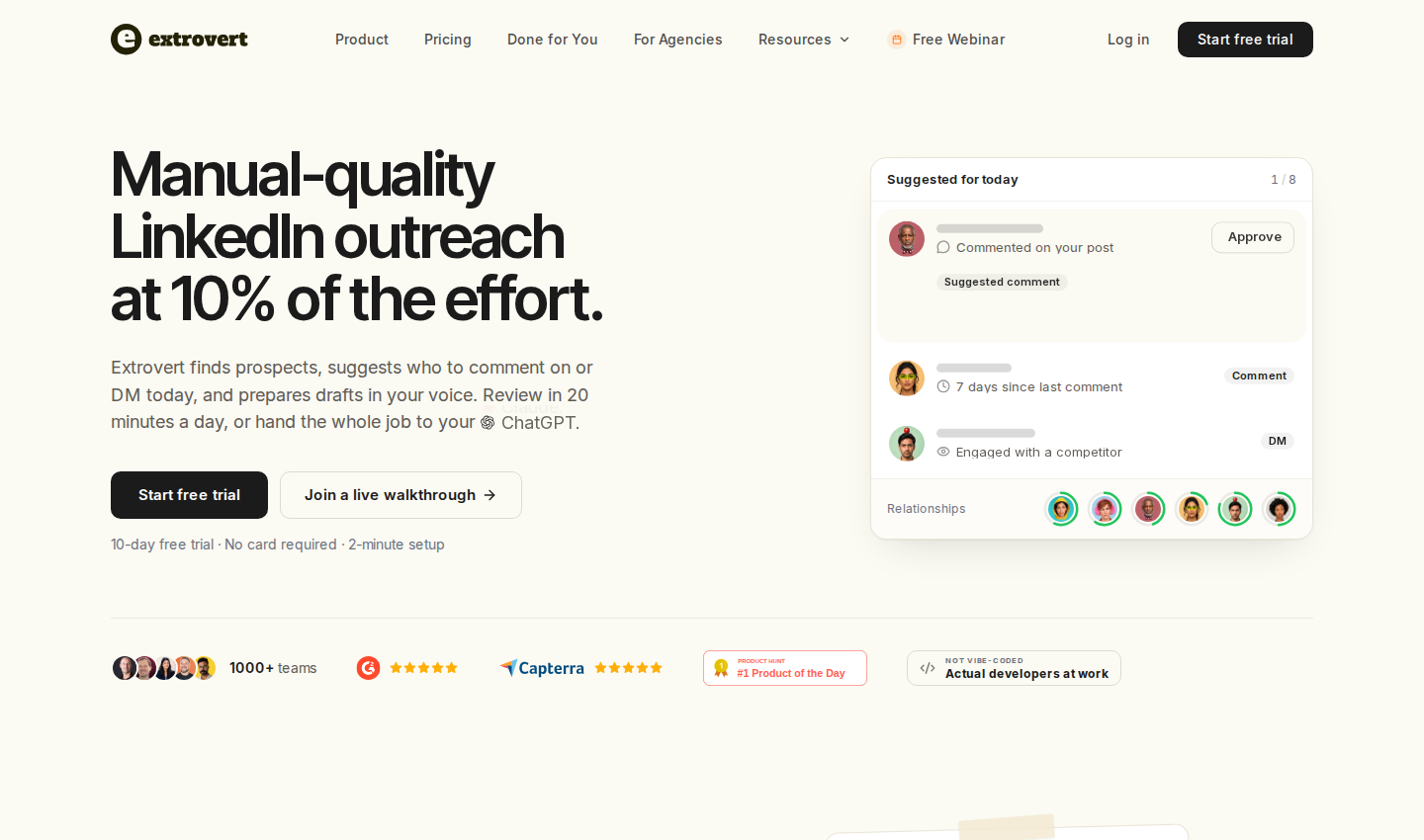 Extrovert official homepage positioning