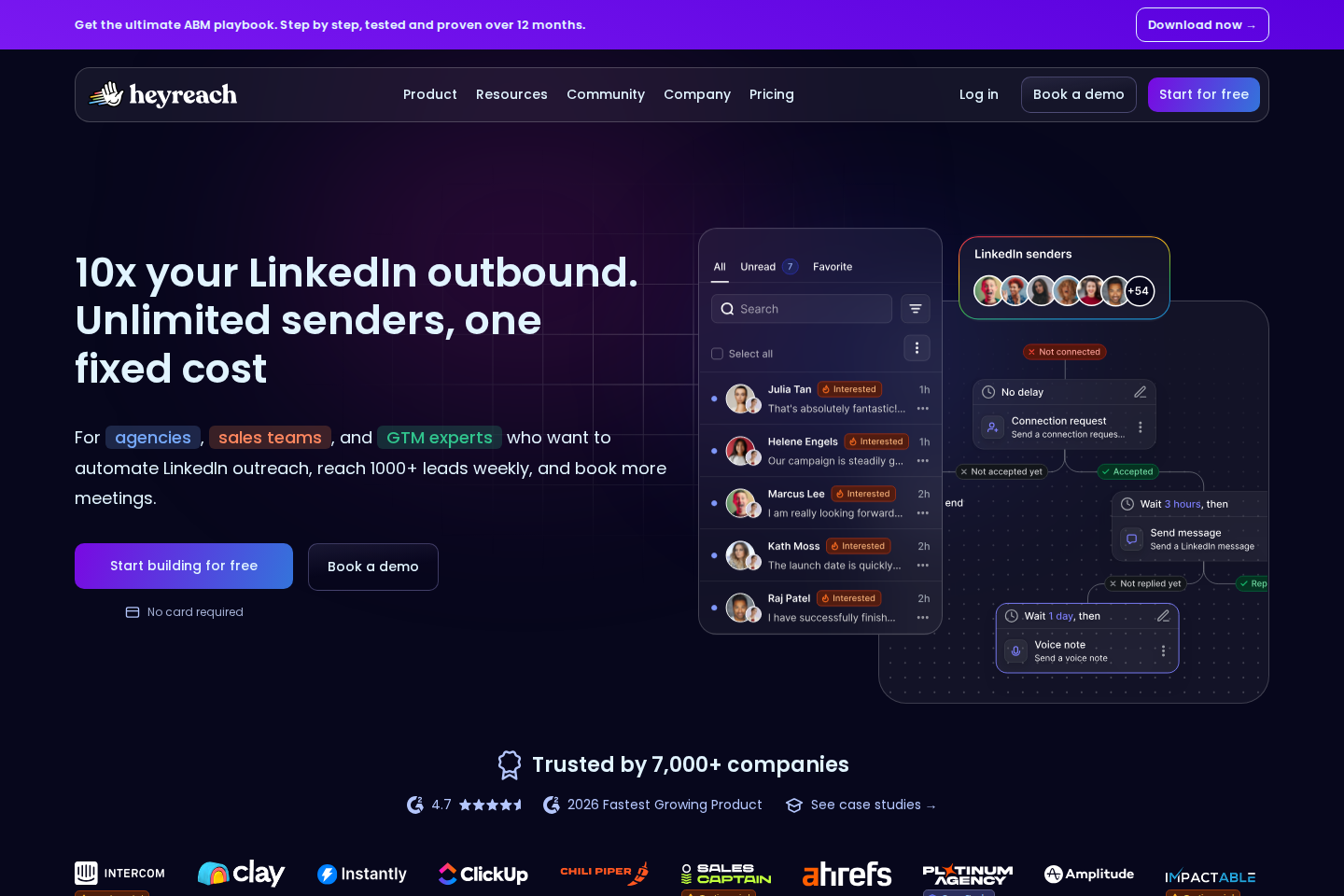 HeyReach official homepage positioning