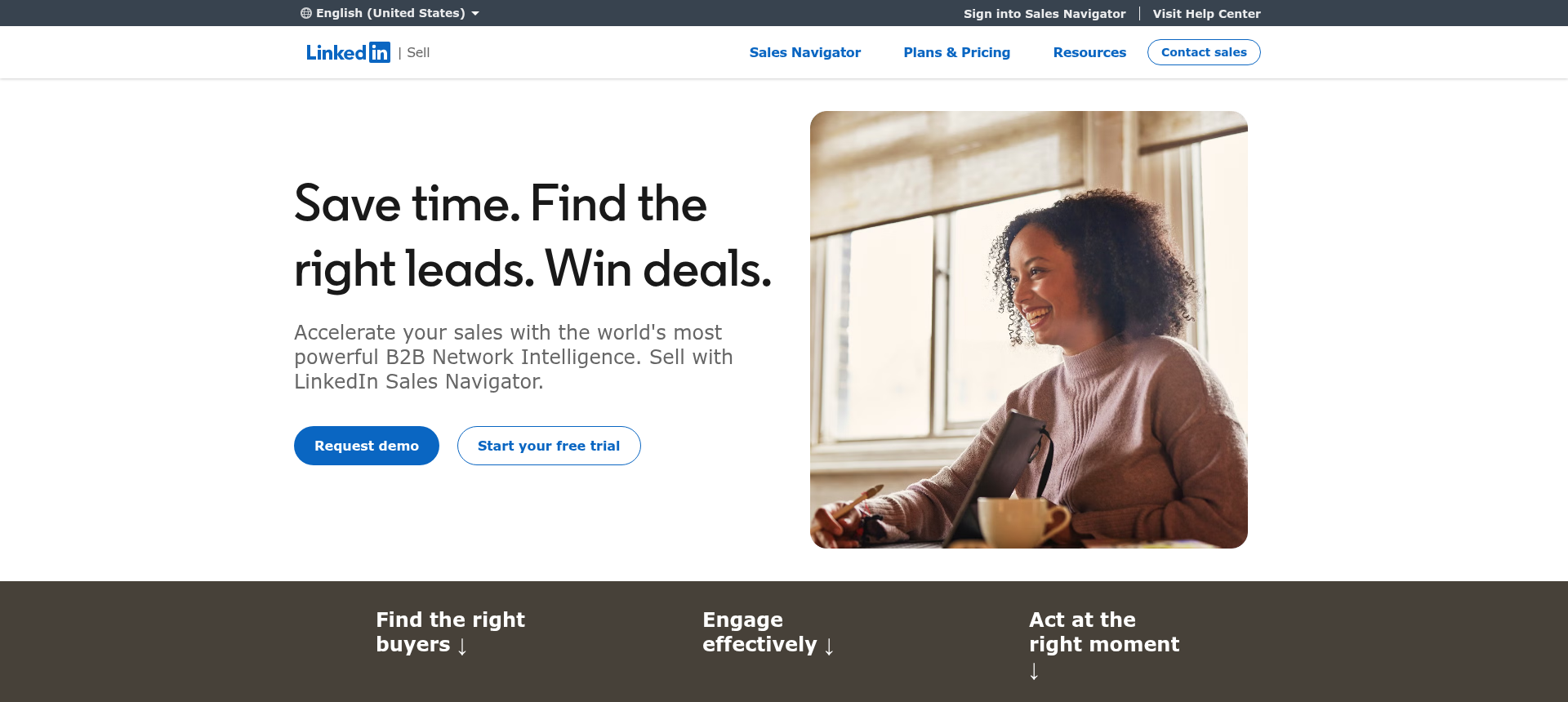 Sales Navigator official homepage positioning