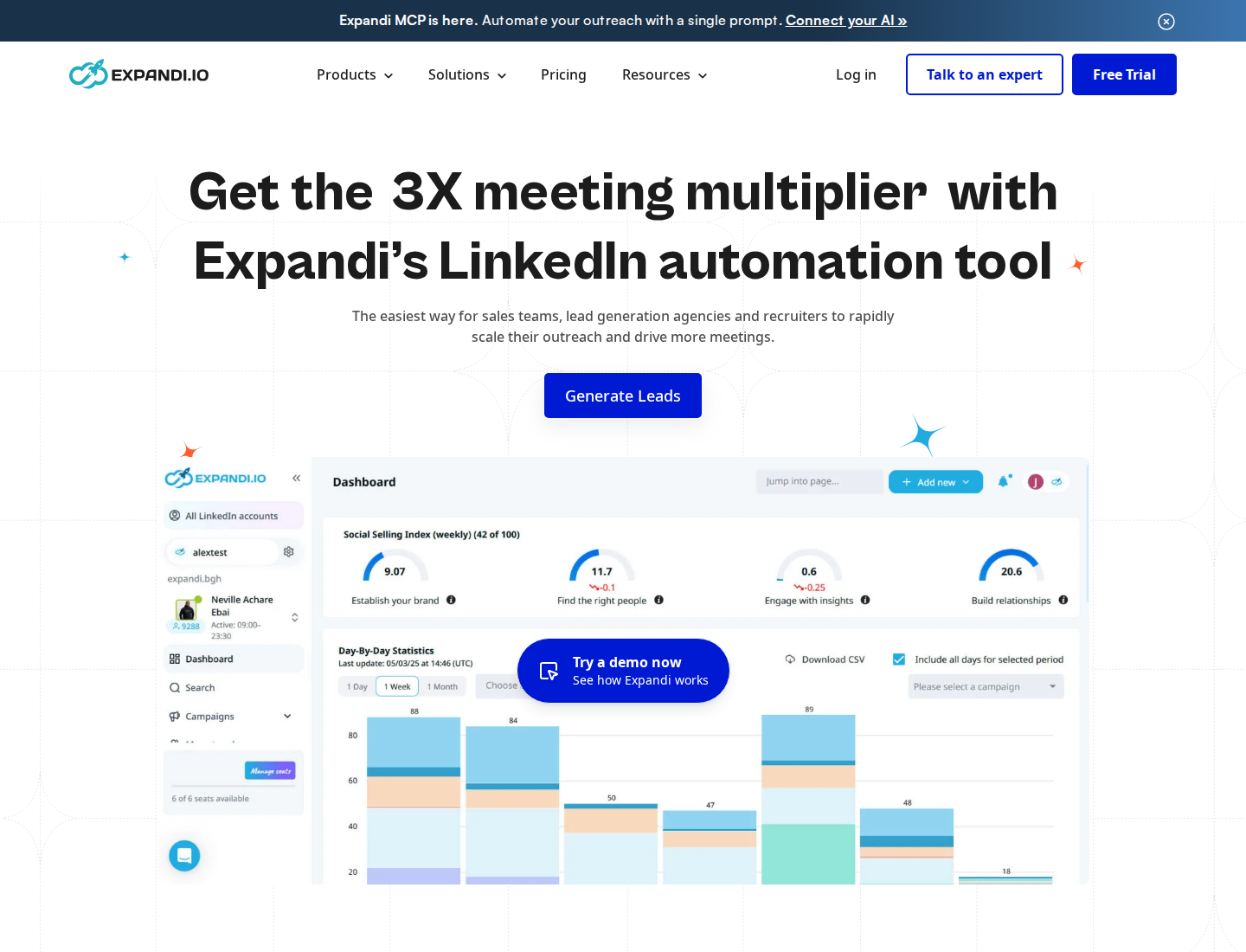 Expandi official homepage hero