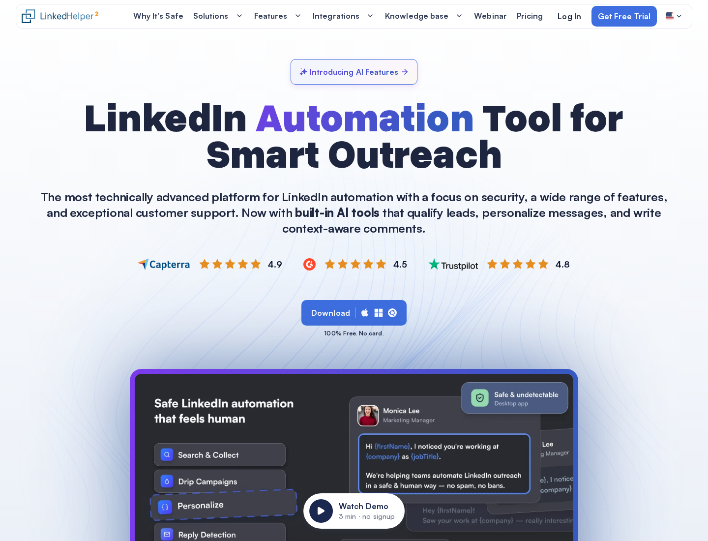 Linked Helper's official homepage hero.