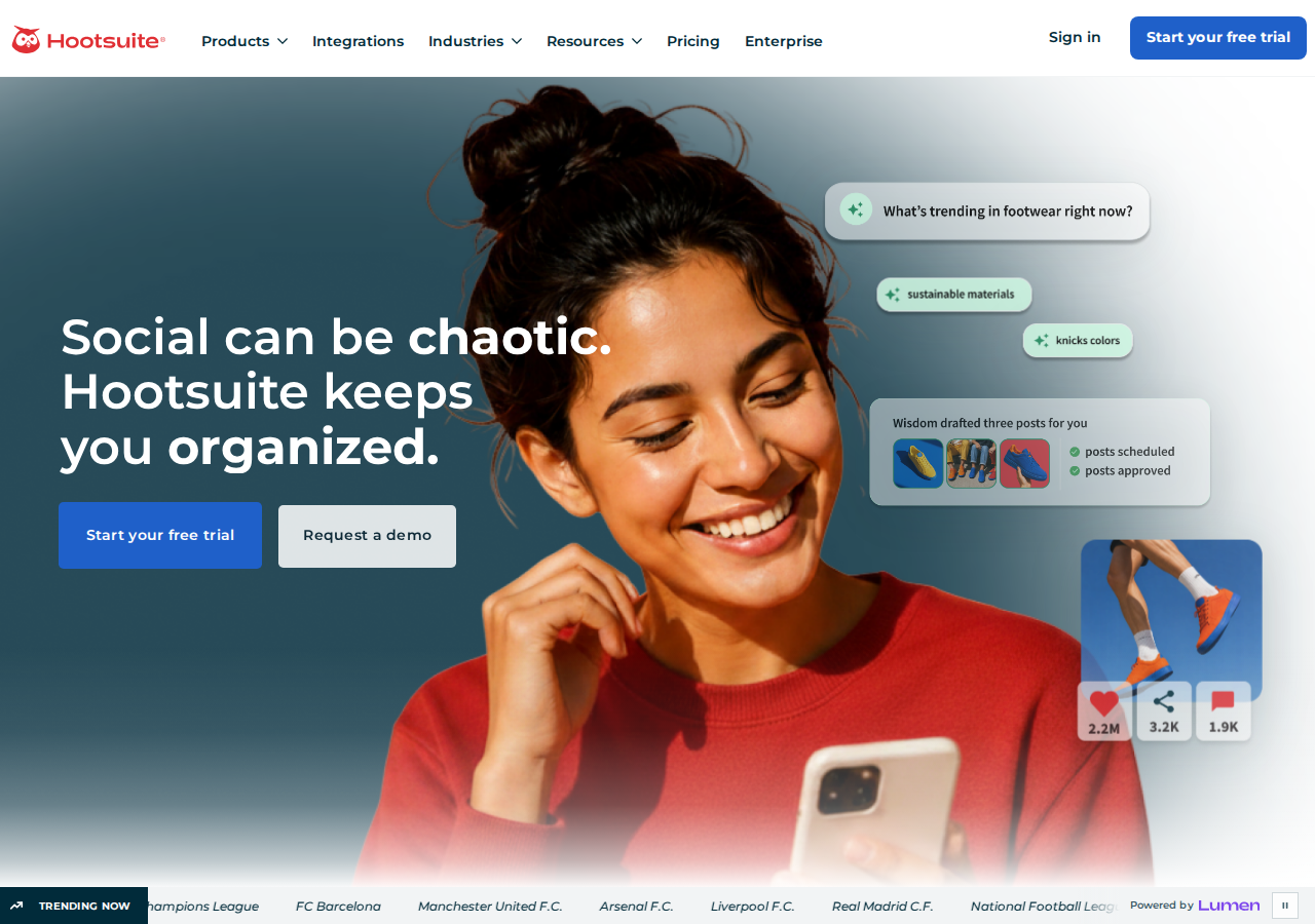 Hootsuite official hero section